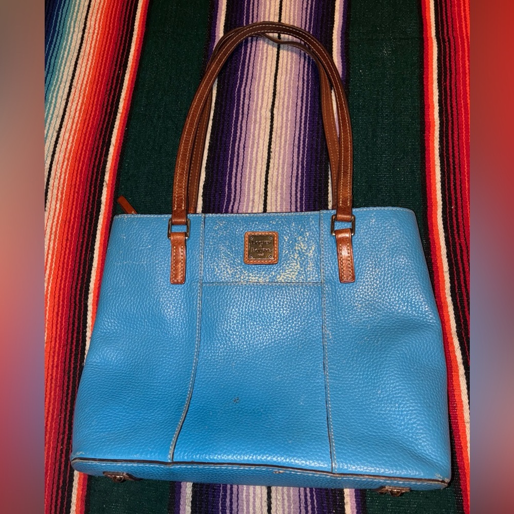 Dooney & Bourke Blue Pebbled Leather Tote Bag